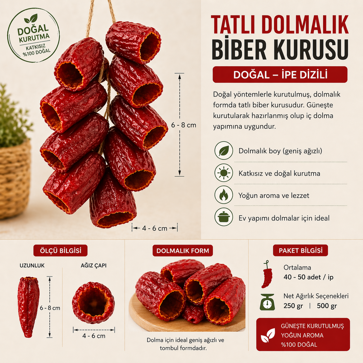 YENİ MAHSÜL/DOLMALIK TATLI BİBER KURUSU-DİZİ 1 YENİ MAHSÜL/DOLMALIK TATLI BİBER KURUSU-DİZİ