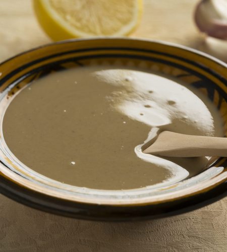 Bowl with fresh homemade organic tahini